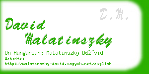 david malatinszky business card